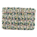 CHANEL Chain Matelasse Shoulder Bag Tweed White CC Auth BA2164AM-2