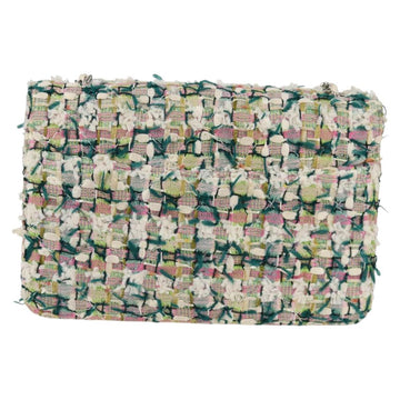 CHANEL Chain Matelasse Shoulder Bag Tweed White CC Auth BA2164AM - 0