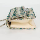 CHANEL Chain Matelasse Shoulder Bag Tweed White CC Auth BA2164AM-3