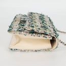 CHANEL Chain Matelasse Shoulder Bag Tweed White CC Auth BA2164AM-4