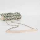 CHANEL Chain Matelasse Shoulder Bag Tweed White CC Auth BA2164AM-7