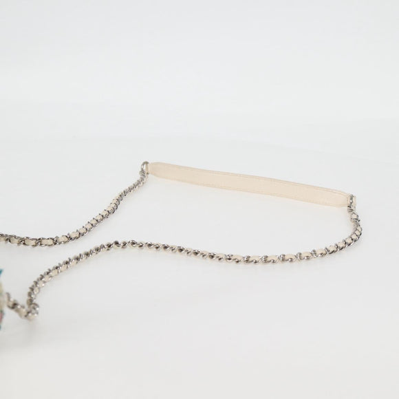 CHANEL Chain Matelasse Shoulder Bag Tweed White CC Auth BA2164AM