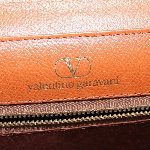 VALENTINO Hand Bag Leather 2way Brown Gold Auth BA2171