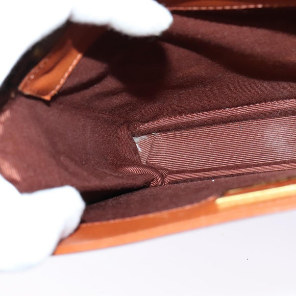 VALENTINO Hand Bag Leather 2way Brown Gold Auth BA2171