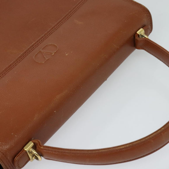 VALENTINO Hand Bag Leather 2way Brown Gold Auth BA2171