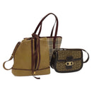 CELINE C Sulky Cartier Burberry Nova Check Bag Leather 3Set Beige Auth BA2174-1