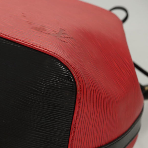 LOUIS VUITTON Epi Petit Noe Shoulder Bag Bicolor Black Red M44017 Auth BA2220