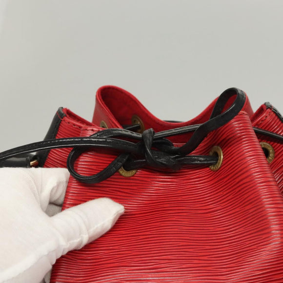 LOUIS VUITTON Epi Petit Noe Shoulder Bag Bicolor Black Red M44017 Auth BA2220
