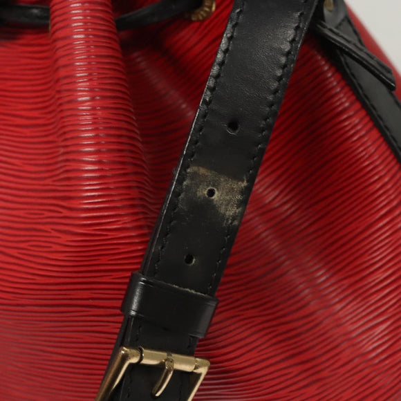 LOUIS VUITTON Epi Petit Noe Shoulder Bag Bicolor Black Red M44017 Auth BA2220