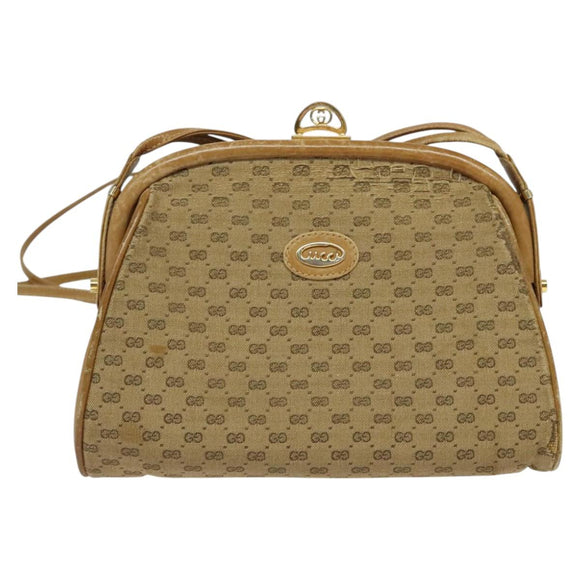 GUCCI Micro GG Supreme Shoulder Bag PVC Beige Gold 001 261 1053 Auth BA2223