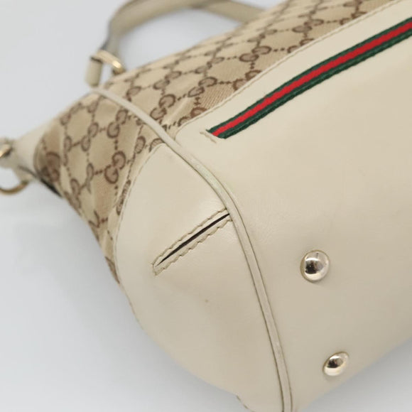 GUCCI GG Canvas Web Sherry Line Hand Bag 2way Beige Gold 269894 Auth BA2226