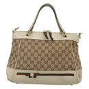 GUCCI GG Canvas Web Sherry Line Hand Bag 2way Beige Gold 269894 Auth BA2226-13