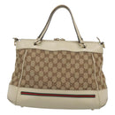 GUCCI GG Canvas Web Sherry Line Hand Bag 2way Beige Gold 269894 Auth BA2226-2