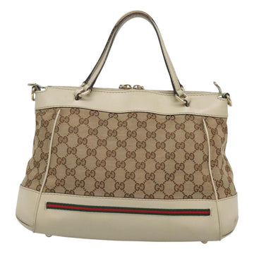 GUCCI GG Canvas Web Sherry Line Hand Bag 2way Beige Gold 269894 Auth BA2226 - 0