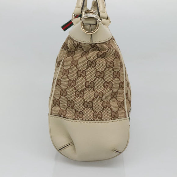 GUCCI GG Canvas Web Sherry Line Hand Bag 2way Beige Gold 269894 Auth BA2226