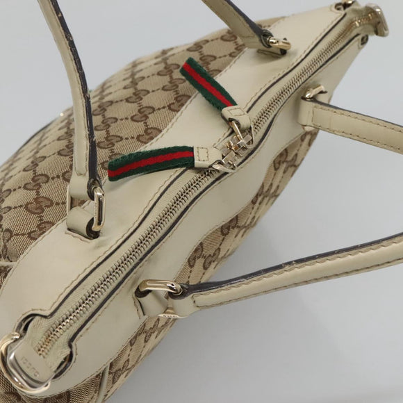 GUCCI GG Canvas Web Sherry Line Hand Bag 2way Beige Gold 269894 Auth BA2226