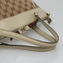 GUCCI GG Canvas Web Sherry Line Hand Bag 2way Beige Gold 269894 Auth BA2226-7