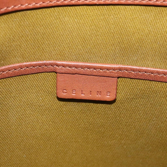 CELINE C Macadam Canvas Hand Bag Suede Green Gold Auth BA2228