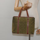 CELINE C Macadam Canvas Hand Bag Suede Green Gold Auth BA2228-23