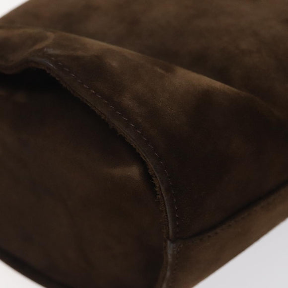 Salvatore Ferragamo Hand Bag Suede Brown Gold Auth BA2232