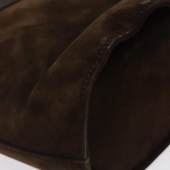Salvatore Ferragamo Hand Bag Suede Brown Gold Auth BA2232