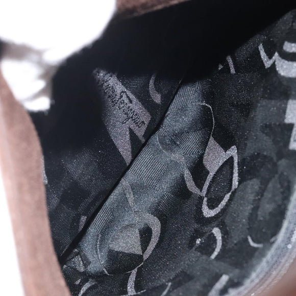 Salvatore Ferragamo Hand Bag Suede Brown Gold Auth BA2232