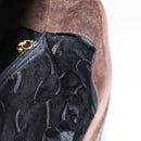 Salvatore Ferragamo Hand Bag Suede Brown Gold Auth BA2232-18