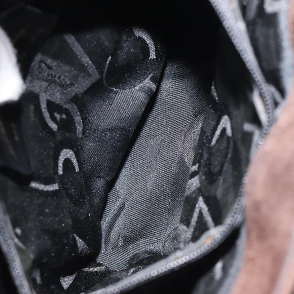 Salvatore Ferragamo Hand Bag Suede Brown Gold Auth BA2232