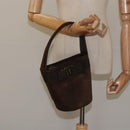 Salvatore Ferragamo Hand Bag Suede Brown Gold Auth BA2232-19