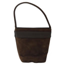 Salvatore Ferragamo Hand Bag Suede Brown Gold Auth BA2232-2