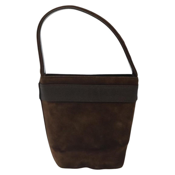 Salvatore Ferragamo Hand Bag Suede Brown Gold Auth BA2232