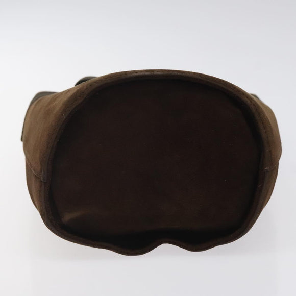 Salvatore Ferragamo Hand Bag Suede Brown Gold Auth BA2232