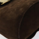 Salvatore Ferragamo Hand Bag Suede Brown Gold Auth BA2232-14