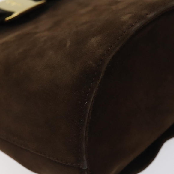 Salvatore Ferragamo Hand Bag Suede Brown Gold Auth BA2232