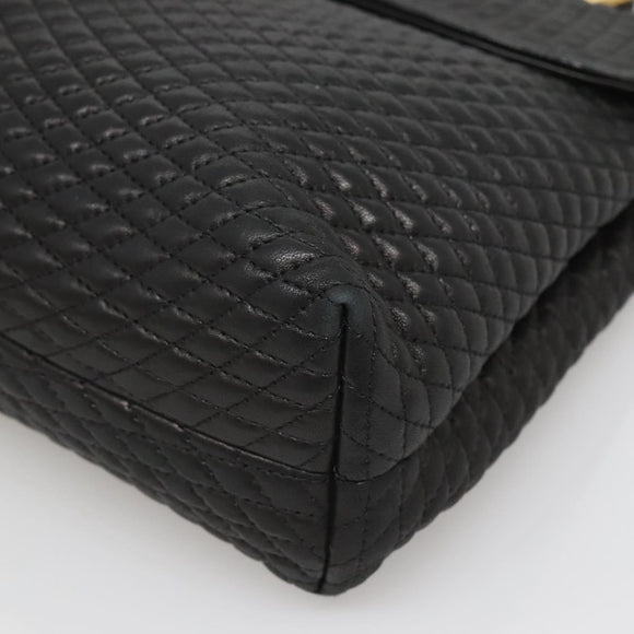 BALLY Hand Bag Leather Black Gold Auth BA2236