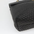 BALLY Hand Bag Leather Black Gold Auth BA2236-14