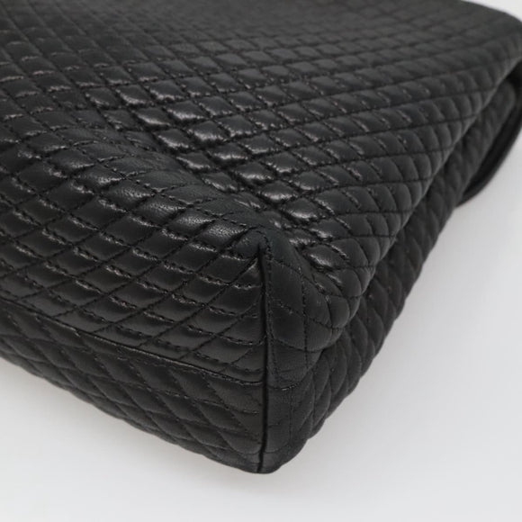 BALLY Hand Bag Leather Black Gold Auth BA2236