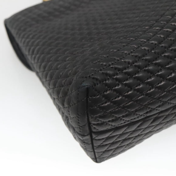 BALLY Hand Bag Leather Black Gold Auth BA2236