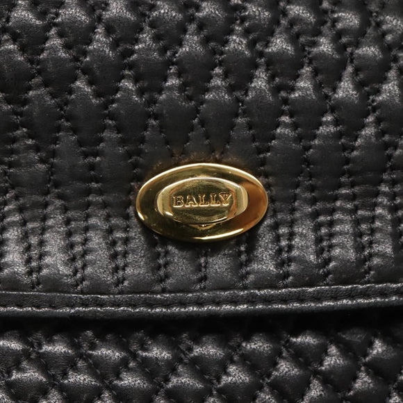 BALLY Hand Bag Leather Black Gold Auth BA2236
