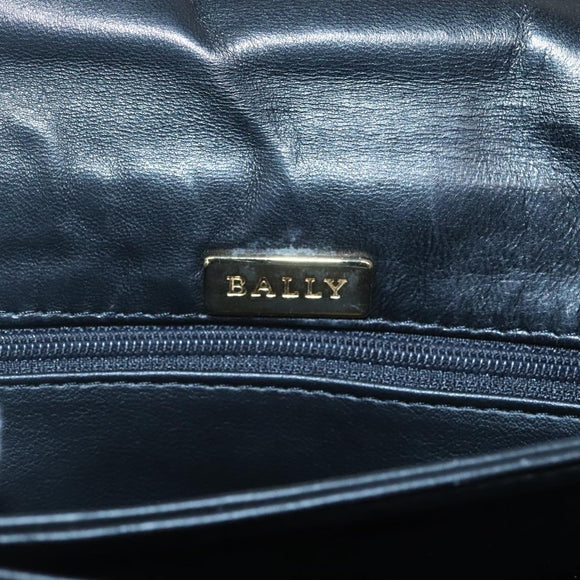 BALLY Hand Bag Leather Black Gold Auth BA2236