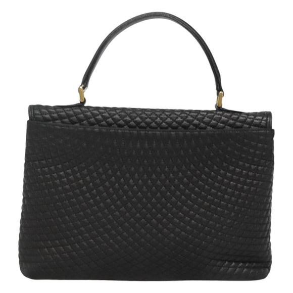 BALLY Hand Bag Leather Black Gold Auth BA2236