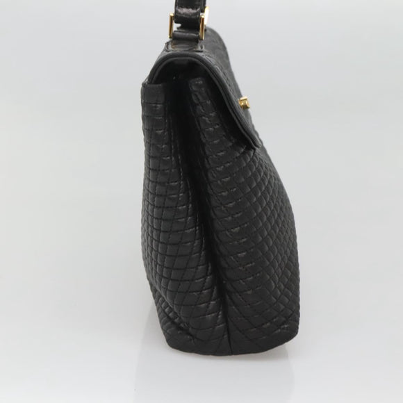 BALLY Hand Bag Leather Black Gold Auth BA2236