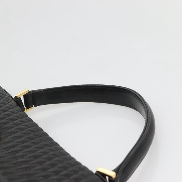 BALLY Hand Bag Leather Black Gold Auth BA2236