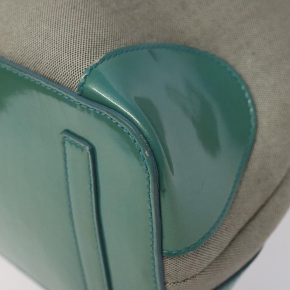 BVLGARI Hand Bag Canvas Gray Silver Auth BA2240