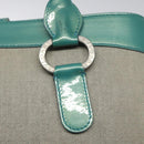 BVLGARI Hand Bag Canvas Gray Silver Auth BA2240-17