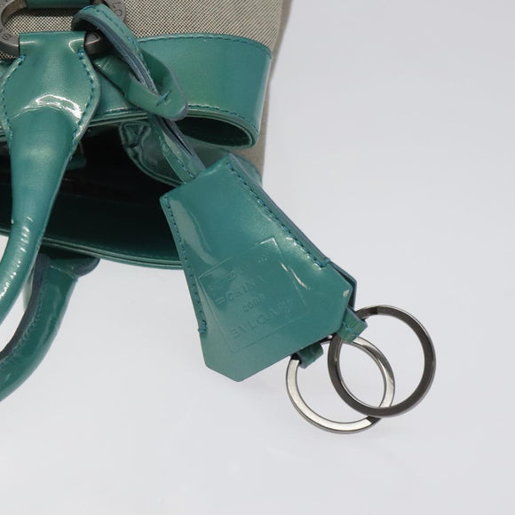 BVLGARI Hand Bag Canvas Gray Silver Auth BA2240