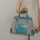 BVLGARI Hand Bag Canvas Gray Silver Auth BA2240-23