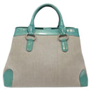 BVLGARI Hand Bag Canvas Gray Silver Auth BA2240-2