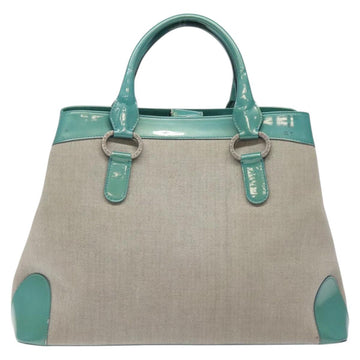 BVLGARI Hand Bag Canvas Gray Silver Auth BA2240 - 0