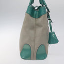 BVLGARI Hand Bag Canvas Gray Silver Auth BA2240-3